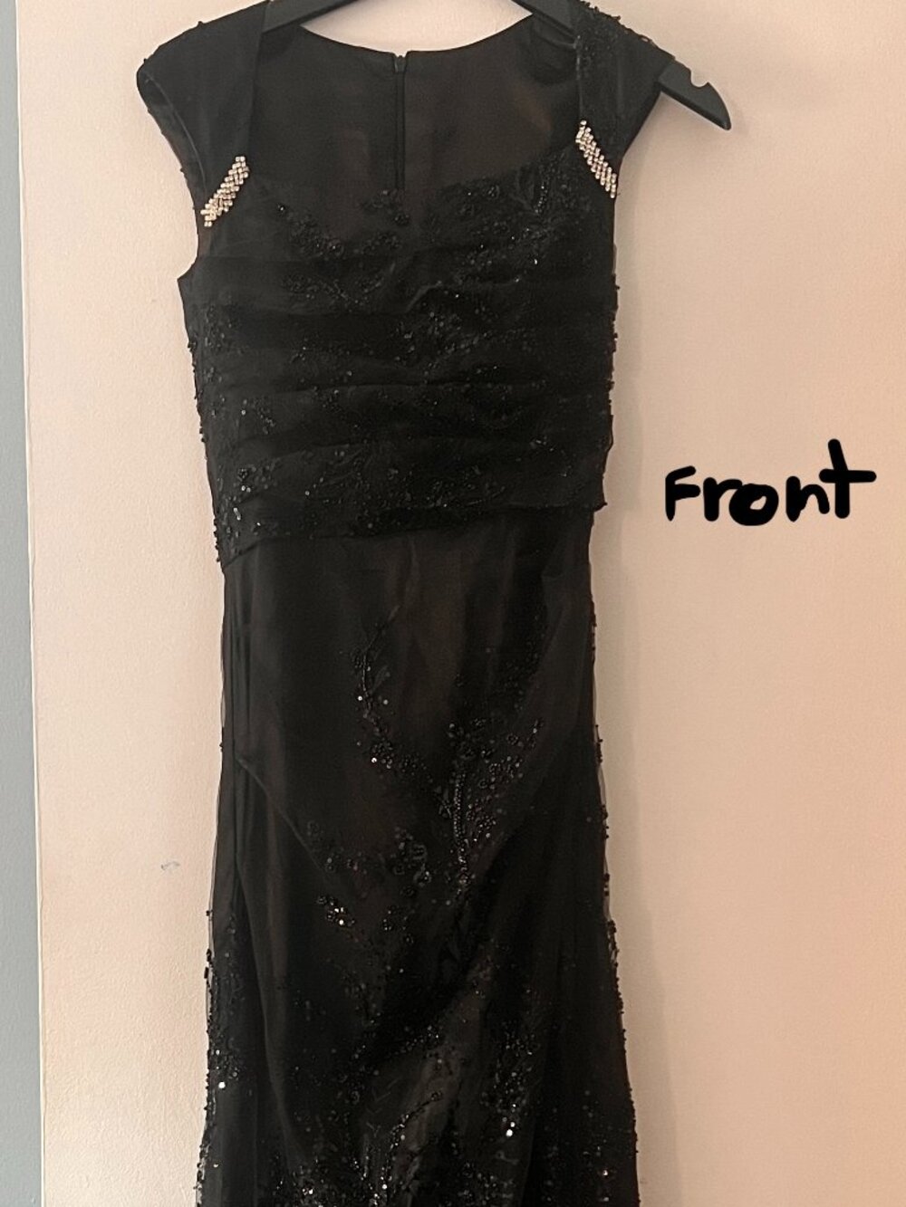 Vintage Black Sequin Prom Dress